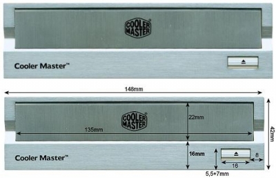 CoolerMaster_Alumiunium_Frontblende_525_Zoll_silber_525_Tower_Gehaeuse_Front_Blende_Laufwerk