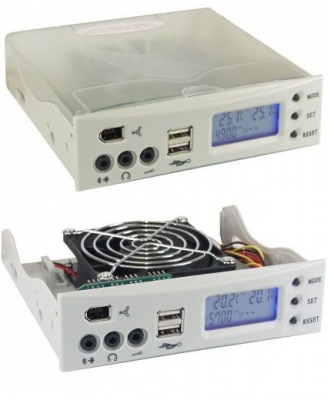 LCD_Multifunktions_Frontblende_525_Zoll_grau_Front_Panel_Frontblende_525_USB_Firewire_Line_O