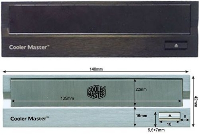 CoolerMaster_Alumiunium_Frontblende_525_Zoll_schwarz_525_Tower_Gehaeuse_Front_Blende_Laufwerk