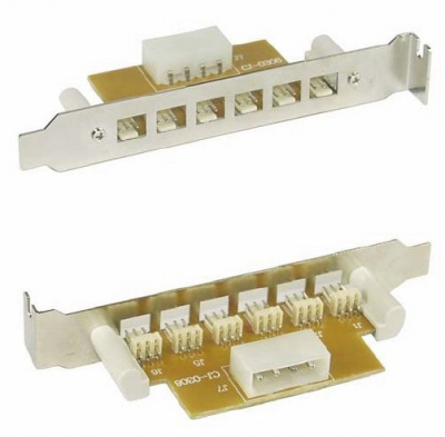 Adapter_Schnittstellenkarte_6x_3_Pin_Molex_extern_Netzteil_Luefter_Drehzahl_Spannungsadapter_Spa