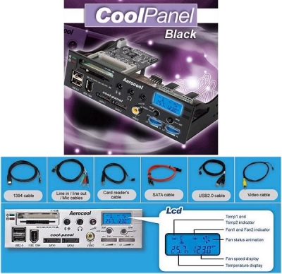 AeroCool_Cool_Panel_525_Zoll_Lueftersteuerung_USB_FireWire_Memory_Flash_Sound_S_ATA_SATA_CF