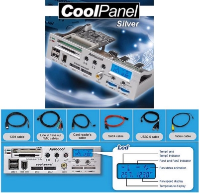 AeroCool_Cool_Panel_525_Zoll_Lueftersteuerung_USB_FireWire_Memory_Flash_Sound_S_ATA_SATA_CF