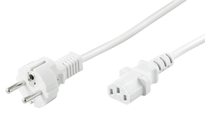 Kaltgeräte-Kabel [Schuko-Stecker gerade - C13-Buchse gerade]  5,0m weiss