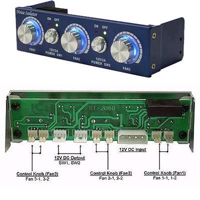 Noise_Isolator_525_Zoll_Lueftersteuerung_FC_525PW_blau_Luefter_Frontblende_Temperatur_Drehzahl_A