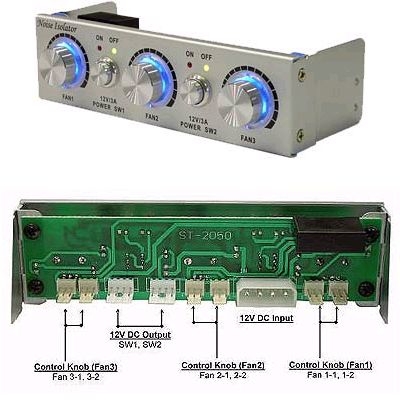 Noise_Isolator_525_Zoll_Lueftersteuerung_FC_525PW_silber_Luefter_Frontblende_Temperatur_Drehzahl