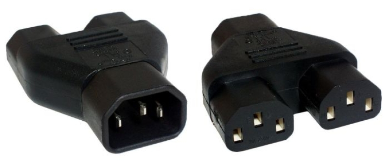 Stromadapter Y-Verteiler Kaltgerätestecker C14 - 2x Kaltgerätebuche C13
