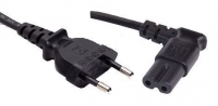 Euro-Netzgeräte-Kabel [Netzstecker gerade - Euro 8 Buchse gewinkelt] 3,0m schwarz