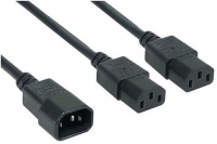 Kaltgeräte-Y-Verlängerung [C14-Stecker gerade - 2x C13-Buchse gerade]  1,8m schwarz