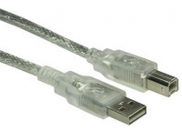 USB 2.0 Kabel Typ A Stecker auf Typ B Buchse 5,0m silber-transparent