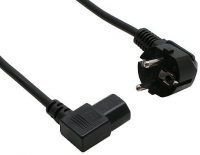 Kaltgeräte-Kabel [Schuko-Stecker gewinkelt - C13-Buchse links gewinkelt]  0,5m schwarz