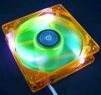 AeroCool 3-UV-LED Transp. Fan 80mm aussen orange/innen grün